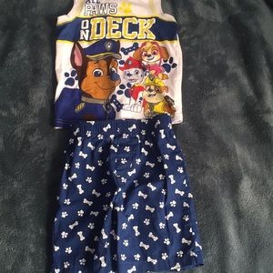 Paw Patrol matching shirt and short set.